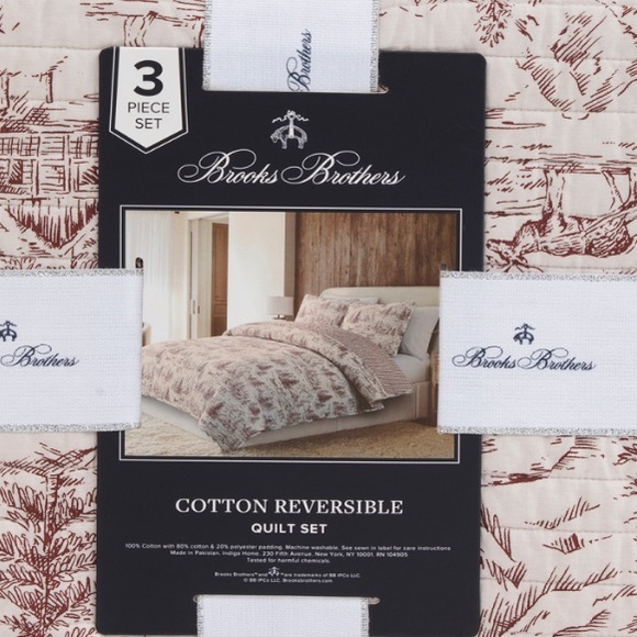 Brooks Brothers Cranberry Lodge Toile Quilt Set